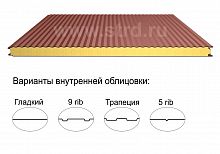 Стеновая трёхслойная сэндвич-панель микрориф 30 80мм 1000мм с видимым креплением минеральная вата Полиэстер Доборник