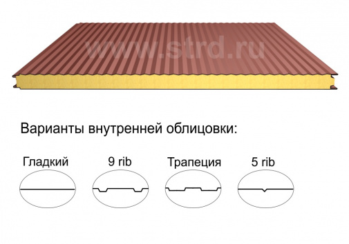 															Стеновая трёхслойная сэндвич-панель микрориф 30 80мм 1000мм с видимым креплением минеральная вата Полиэстер Доборник																												