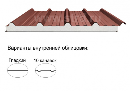 															Кровельная трёхслойная сэндвич-панель кровельный профиль 150мм 1000мм с видимым креплением пенополистирол Полиэстер ТермоСпецПанель																												