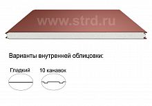 Стеновая трёхслойная сэндвич-панель гладкая 150мм 1000мм с видимым креплением пенополистирол Полиэстер ТермоСпецПанель