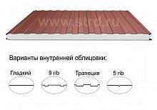 Стеновая трёхслойная сэндвич-панель трапеция 100мм 1190мм с видимым креплением пенополистирол Полиэстер Доборник