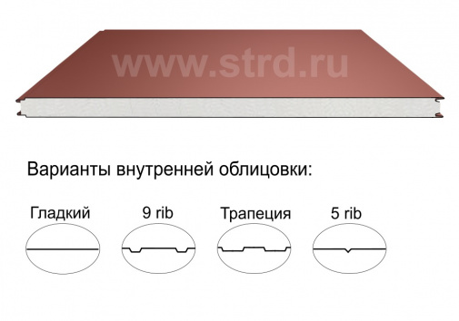 															Стеновая трёхслойная сэндвич-панель гладкая 50мм 1000мм с видимым креплением пенополистирол Полиэстер Доборник																												