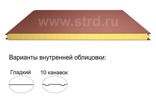 															Стеновая трёхслойная сэндвич-панель гладкая 120мм 1000мм с видимым креплением минеральная вата Полиэстер ТермоСпецПанель																												