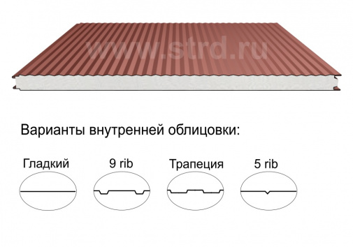 															Стеновая трёхслойная сэндвич-панель микрориф 30 80мм 1000мм с видимым креплением пенополистирол Полиэстер Доборник																												