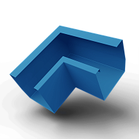 Угол желоба 90 гр. 200x200 RAL 5012 квадратный оцинк. порошок
